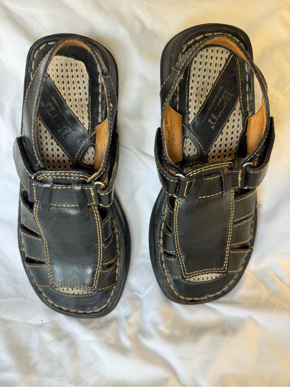 Women’s Black Leather Fisherman Sandals